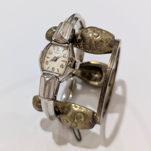 Vintage BENRUS Petite Silver Ladies Wind-Up Wrist Watch Bracelet 10K Gold filled - Picture 14 of 14